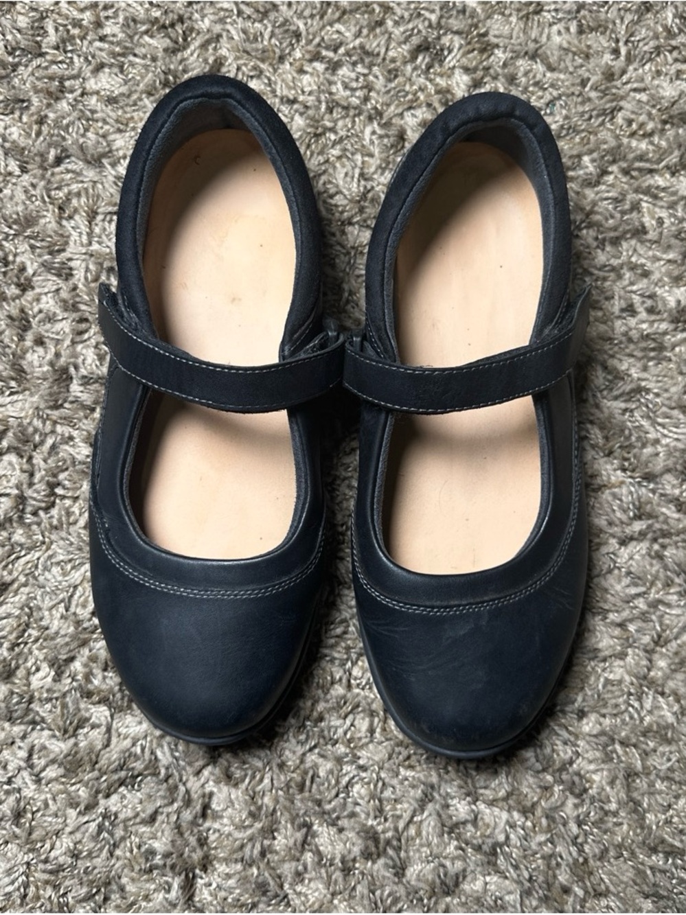 ANODYNE NO.19 Women’s 8W Black Leather Mary Jane Comfort Shoes Hook & Loop